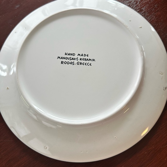 Vintage Manousakis Blue Green‎ Hand Made Floral Plate Made In Greece 9 1/2” - Picture 2 of 3